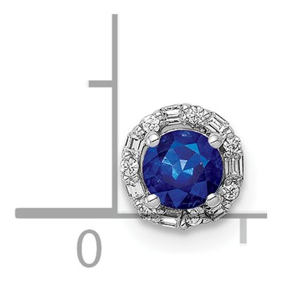 14K White Gold 1/20 ct tw Sapphire & Diamond Halo Circle Slide Pendant – view 3