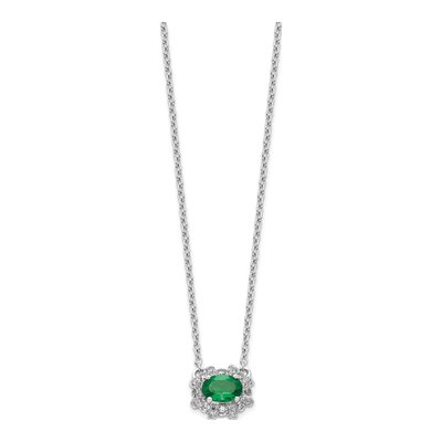 14K White Gold 0.22 ct tw Emerald & Diamond 18-Inch Necklace – view 3