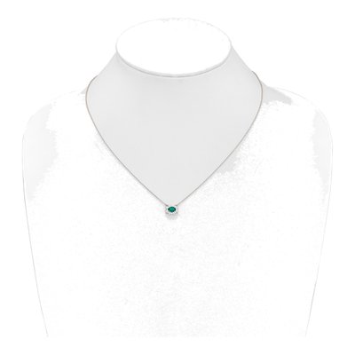 14K White Gold 0.22 ct tw Emerald & Diamond 18-Inch Necklace – view 4