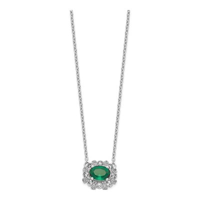 14K White Gold 0.45 ct tw Emerald & Diamond East-West Necklace – view 3
