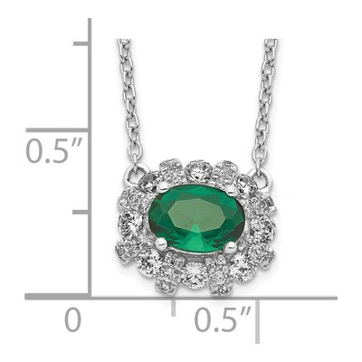 14K White Gold 0.45 ct tw Emerald & Diamond East-West Necklace – view 4