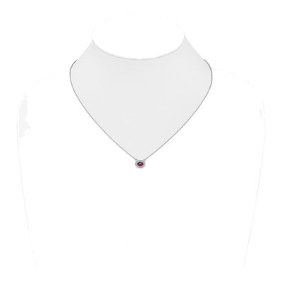 14K White Gold 1/15 ct tw Ruby & Diamond Halo East-West Necklace – view 4