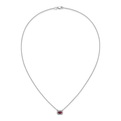 14K White Gold 1/15 ct tw Ruby & Diamond Halo East-West Necklace – view 5