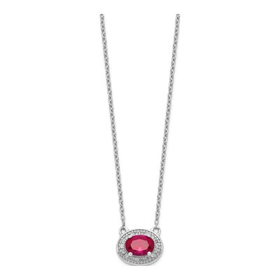 14K White Gold 1/10 ct tw Ruby & Diamond Halo Necklace – view 3