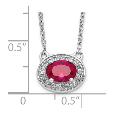 14K White Gold 1/10 ct tw Ruby & Diamond Halo Necklace – view 4
