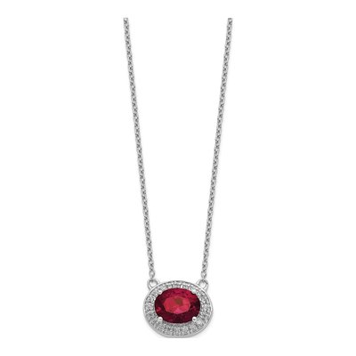 14K White Gold 1/5 ct tw Ruby & Diamond Halo Necklace – view 2