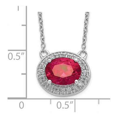 14K White Gold 1/5 ct tw Ruby & Diamond Halo Necklace – view 3