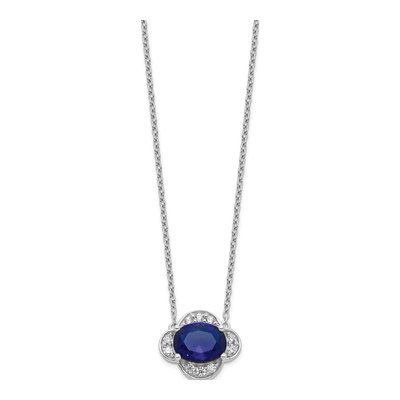 14K White Gold 1/5 ct tw Lab-Created Sapphire & Lab-Grown Diamond Birthstone Necklace – view 3
