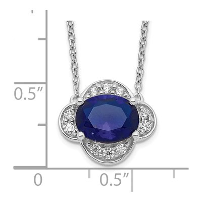 14K White Gold 1/5 ct tw Lab-Created Sapphire & Lab-Grown Diamond Birthstone Necklace – view 4
