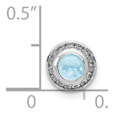 14K White Gold 1/15 ct tw Aquamarine & Diamond Halo Slide Pendant – view 2