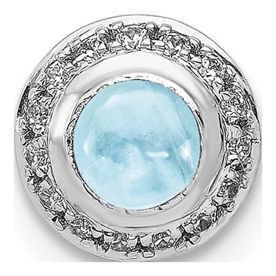 14K White Gold 1/15 ct tw Aquamarine & Diamond Halo Slide Pendant