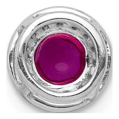 14K White Gold 1/15 ct tw Ruby & Diamond Cabochon Halo Slide Pendant – view 3