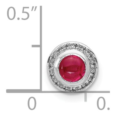14K White Gold 1/15 ct tw Ruby & Diamond Cabochon Halo Slide Pendant – view 4