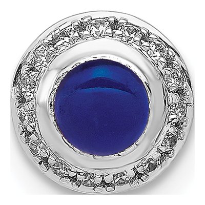 14K White Gold 1/15 ct tw Sapphire & Diamond Halo Slide Pendant