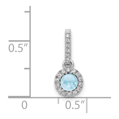 14K White Gold 1/10 ct tw Aquamarine & Diamond Halo Pendant – view 2