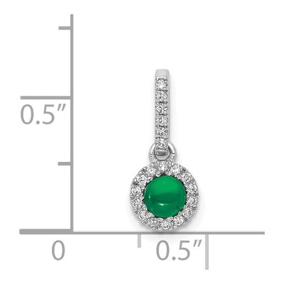 14K White Gold 1/10 ct tw Emerald & Diamond Cabochon Halo Pendant – view 3