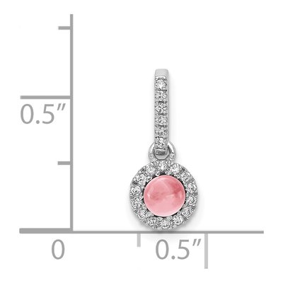 14K White Gold 1/10 ct tw Pink Tourmaline & Diamond Halo Pendant – view 2