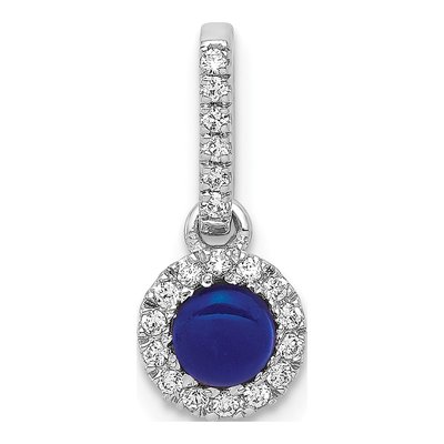 14K White Gold 1/10 ct tw Sapphire & Diamond Halo Pendant