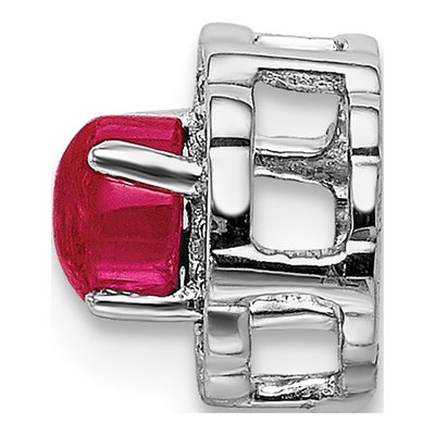 14K White Gold Ruby & Diamond Halo Slide Pendant – view 2
