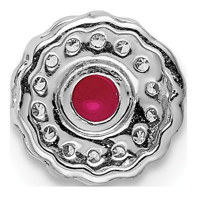 14K White Gold Ruby & Diamond Halo Slide Pendant – view 3