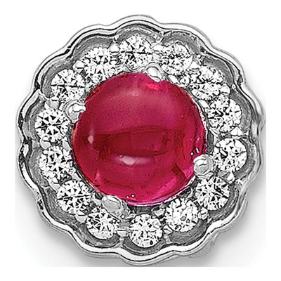 14K White Gold 1/15 ct tw Ruby & Diamond Halo Slide Pendant