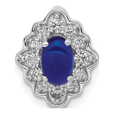 14K White Gold 1/5 ct tw Sapphire & Diamond Vintage Slide Pendant