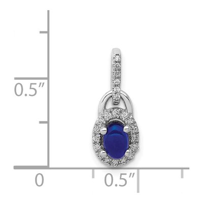 14K White Gold 1/8 ct tw Sapphire & Diamond Halo Pendant – view 5
