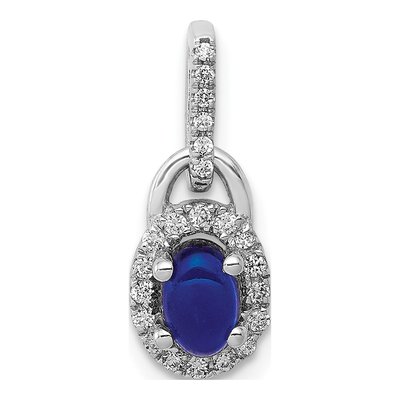 14K White Gold 1/8 ct tw Sapphire & Diamond Halo Pendant