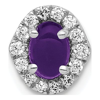 14K White Gold 1/7 ct tw Amethyst & Diamond Halo Slide Pendant