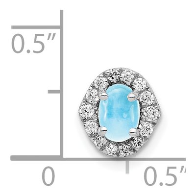 14K White Gold 1/7 ct tw Swiss Blue Topaz & Diamond Halo Slide Pendant – view 2
