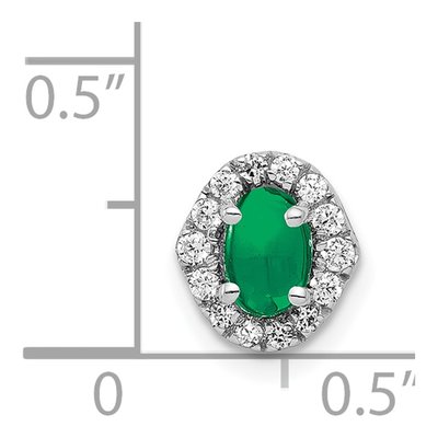 14K White Gold 1/7 ct tw Emerald & Diamond Halo Slide Pendant – view 2