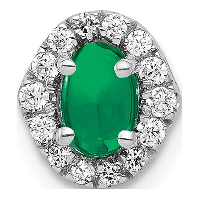 14K White Gold 1/7 ct tw Emerald & Diamond Halo Slide Pendant