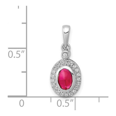 14K White Gold 0.11 ct tw Ruby & Diamond Halo Pendant – view 3