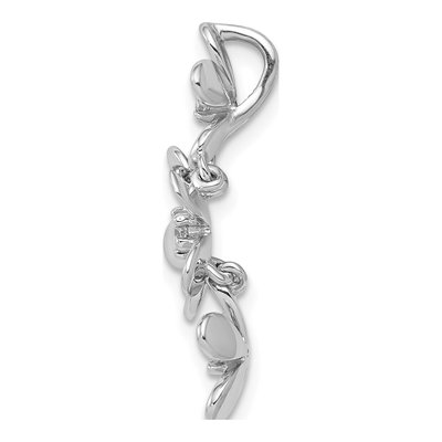 14K White Gold 1/10 ct tw Diamond Three Flower Slide Pendant – view 3
