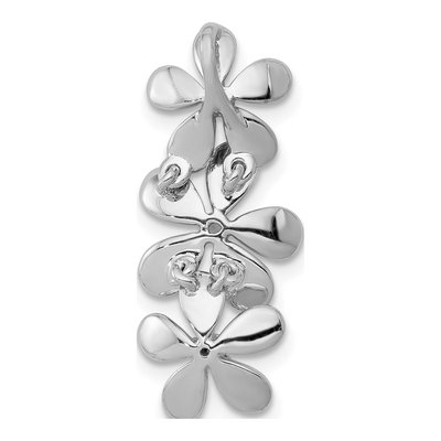 14K White Gold 1/10 ct tw Diamond Three Flower Slide Pendant – view 4