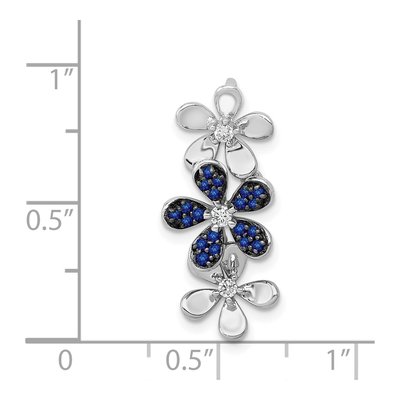 14K White Gold 0.09 ct tw Sapphire & Diamond Flower Slide Pendant – view 4