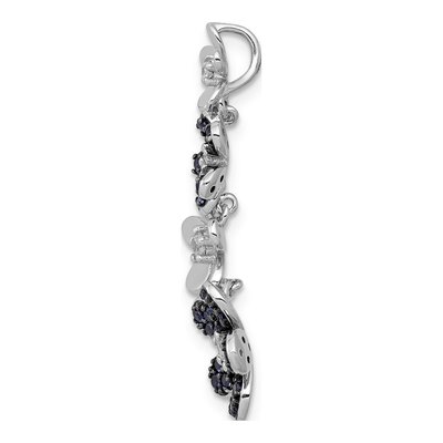 14K White Gold 1/8 ct tw Sapphire & Diamond Flowers Slide Pendant – view 2