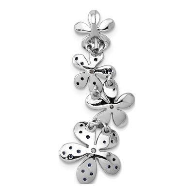 14K White Gold 1/8 ct tw Sapphire & Diamond Flowers Slide Pendant – view 3
