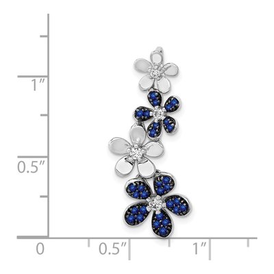 14K White Gold 1/8 ct tw Sapphire & Diamond Flowers Slide Pendant – view 4