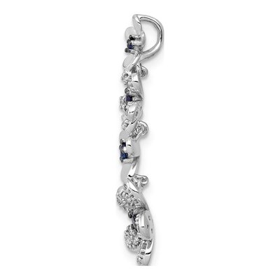 14K White Gold 1/4 ct tw Sapphire & Diamond Flowers Slide Pendant – view 2