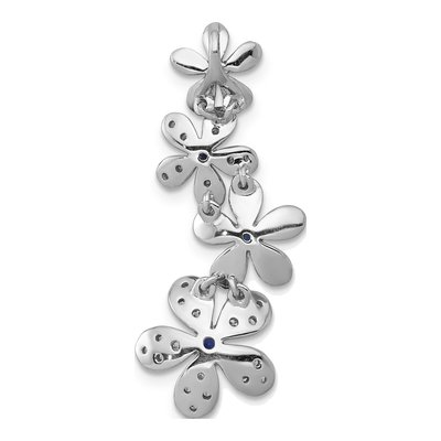 14K White Gold 1/4 ct tw Sapphire & Diamond Flowers Slide Pendant – view 3