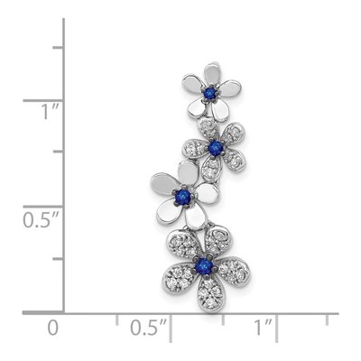 14K White Gold 1/4 ct tw Sapphire & Diamond Flowers Slide Pendant – view 4