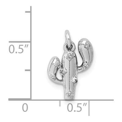 14K White Gold Diamond Cactus Pendant – view 5