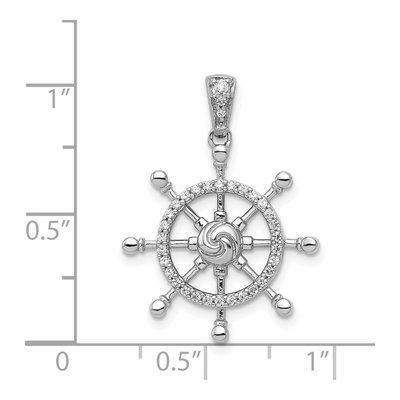 14K White Gold 1/6 ct tw Diamond Ship Wheel Pendant – view 4