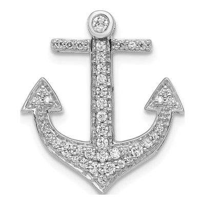 14K White Gold 1/4 ct tw Diamond Anchor Slide Pendant