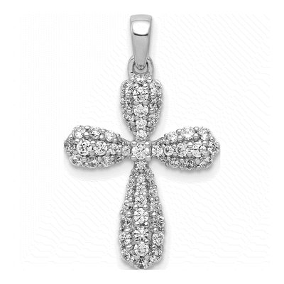 14K White Gold 5/8 ct tw Diamond Cross Pendant