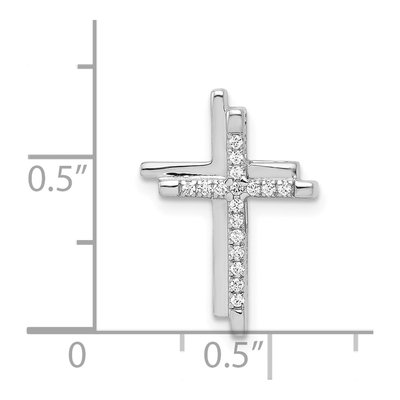 14K White Gold 1/10 ct tw Diamond Double Cross Slide Pendant – view 5