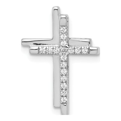 14K White Gold 1/10 ct tw Diamond Double Cross Slide Pendant
