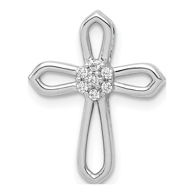 14K White Gold 1/20 ct tw Diamond Cross Pendant