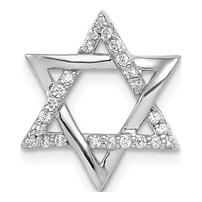 14K White Gold 1/8 ct tw Diamond Star of David Slide Pendant